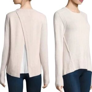 BROCHU WALKER CASHMERE KELLAR LAYER LOOK ARROW PLEATED SPLIT BACK SWEATER XS